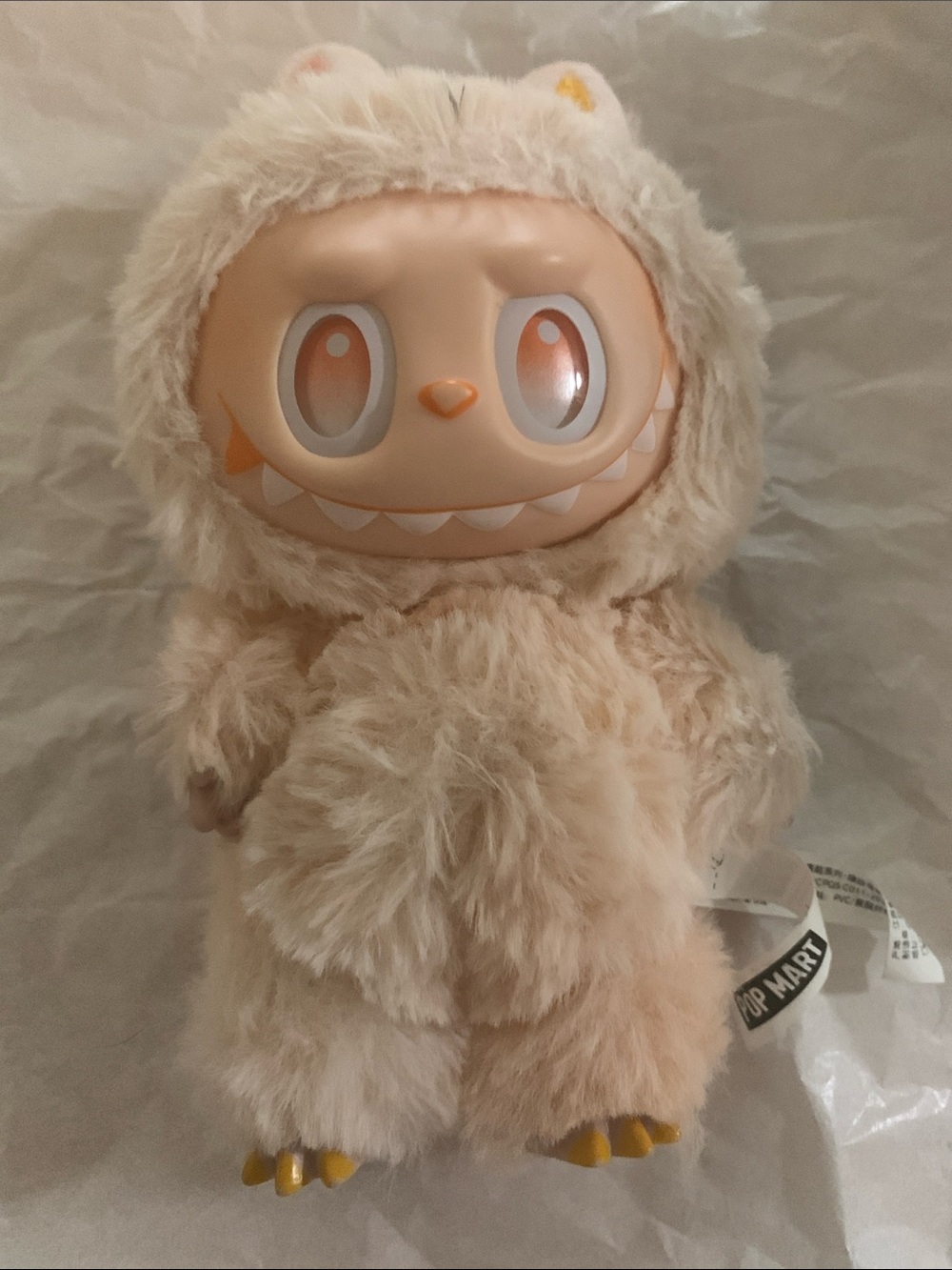Plush Cream Monster Toy with Orange Face Details - Kids Stuffed Animal